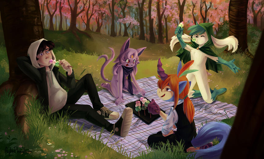 commission • fully shaded illustration (experimental) • full body + 3 extras • complex background